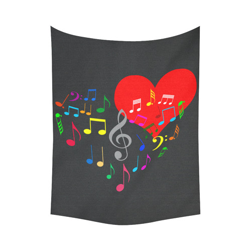 Singing Heart Red Song Color Music Love Romantic Cotton Linen Wall Tapestry 60"x 80"