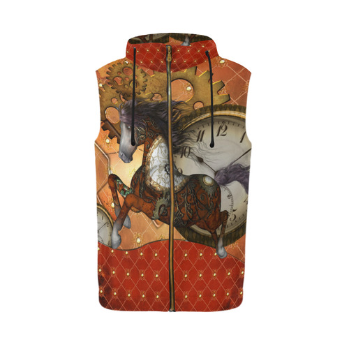 Steampunk, awesome steampunk horse All Over Print Sleeveless Zip Up Hoodie for Men (Model H16)