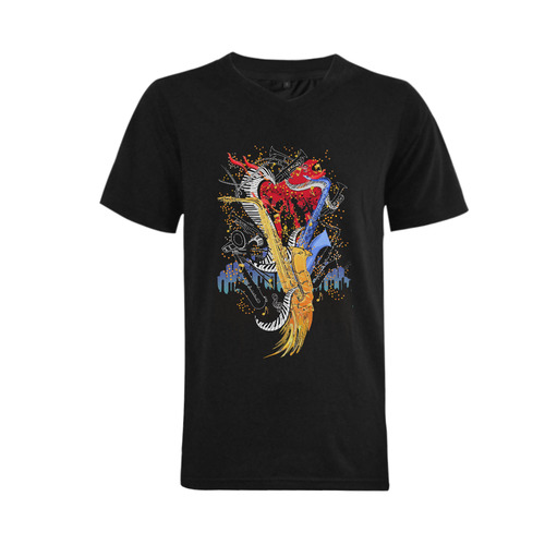 Saxophone T Shirt Sax Player TShirt Men's V-Neck T-shirt  Big Size(USA Size) (Model T10)