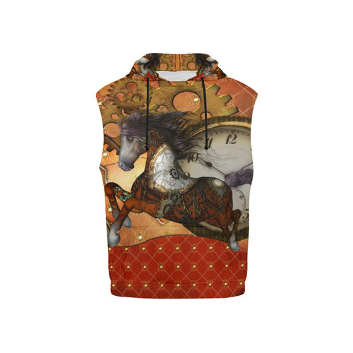 Steampunk, awesome steampunk horse All Over Print Sleeveless Hoodie for Kid (Model H15)