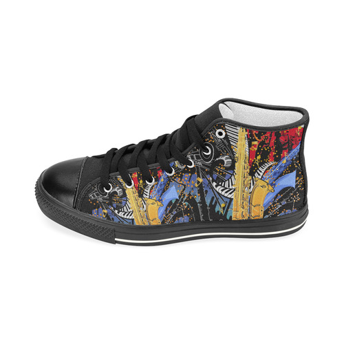 Saxophone Print Sneakers Men’s Classic High Top Canvas Shoes (Model 017)