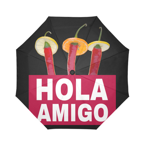 Hola Amigo Three Red Chili Peppers Friend Funny Auto-Foldable Umbrella (Model U04)