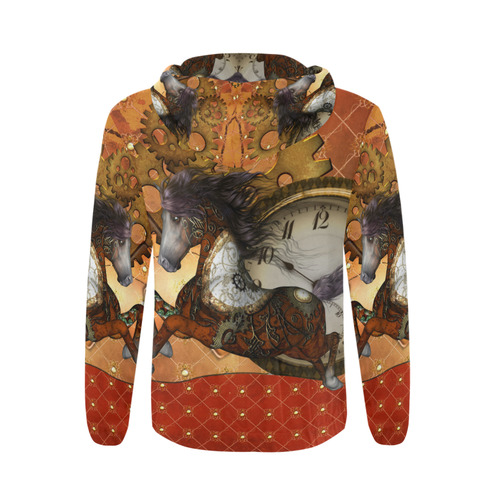 Steampunk, awesome steampunk horse All Over Print Full Zip Hoodie for Men (Model H14)