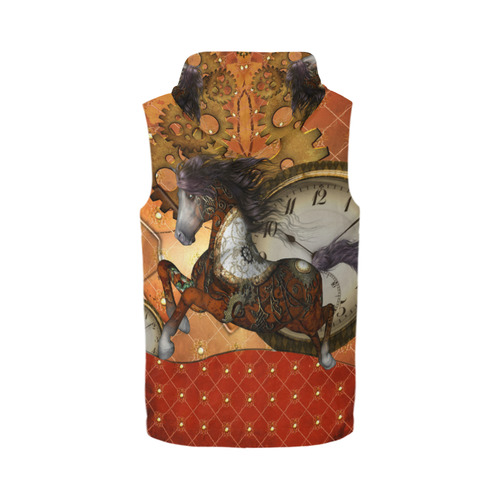 Steampunk, awesome steampunk horse All Over Print Sleeveless Zip Up Hoodie for Men (Model H16)