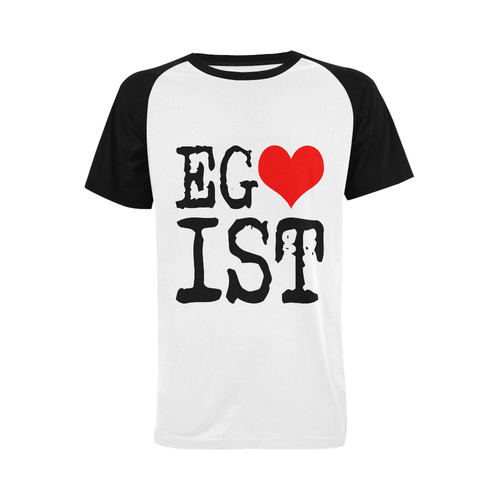 Egoist Red Heart Black Funny Cool Laugh Chic Men's Raglan T-shirt Big Size (USA Size) (Model T11)
