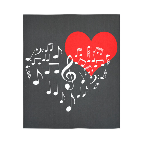 Singing Heart Red Note Music Love Romantic White Cotton Linen Wall Tapestry 51"x 60"