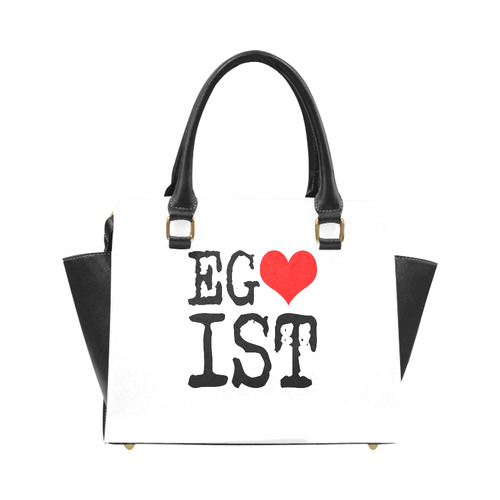 Egoist Red Heart Black Funny Cool Laugh Chic Rivet Shoulder Handbag (Model 1645)