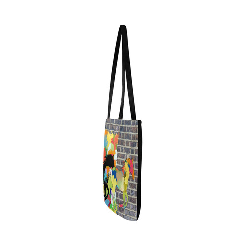 Horse  Shape Galloping out of Colorful Splash Reusable Shopping Bag Model 1660 (Two sides)