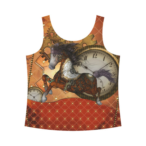 Steampunk, awesome steampunk horse All Over Print Tank Top for Women (Model T43)