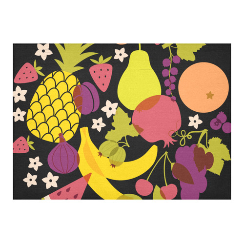 Healthy Fresh Fruits  Pineapple Watermelon Grapes Cotton Linen Tablecloth 60"x 84"
