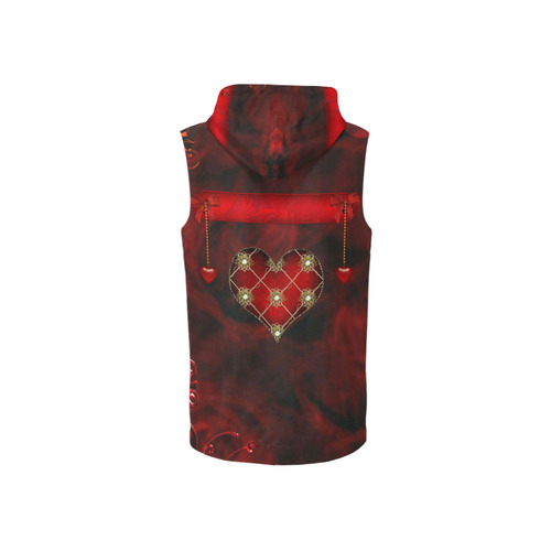Beautiful heart All Over Print Sleeveless Zip Up Hoodie for Women (Model H16)