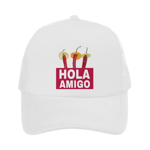 Hola Amigo Three Red Chili Peppers Friend Funny Trucker Hat