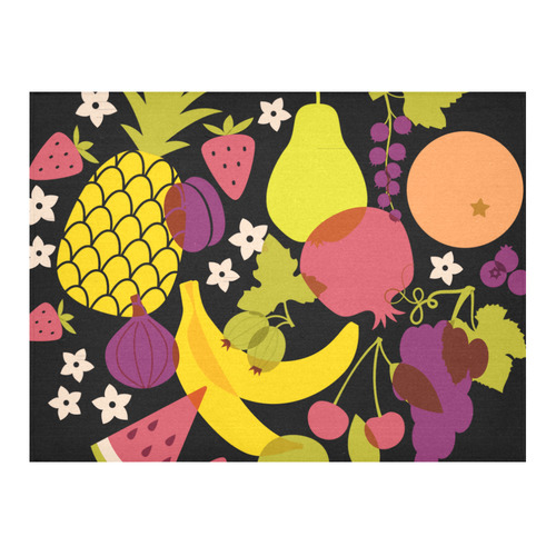 Healthy Fresh Fruits  Pineapple Watermelon Grapes Cotton Linen Tablecloth 52"x 70"