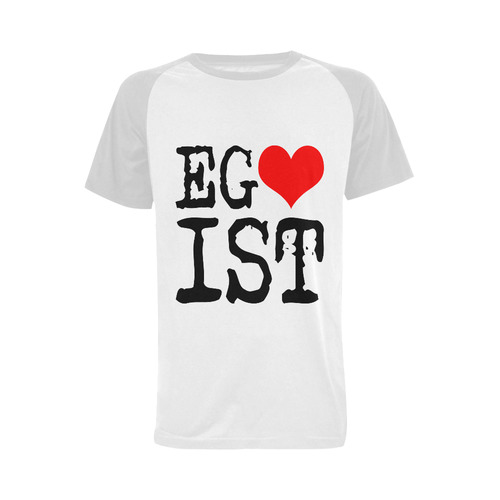Egoist Red Heart Black Funny Cool Laugh Chic Men's Raglan T-shirt Big Size (USA Size) (Model T11)