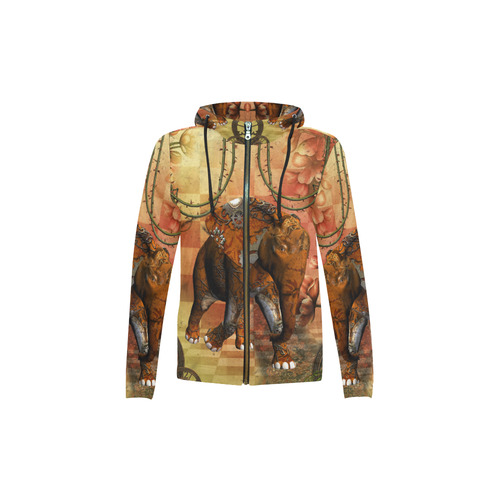 Steampunk, awesome steampunk elephant All Over Print Full Zip Hoodie for Kid (Model H14)
