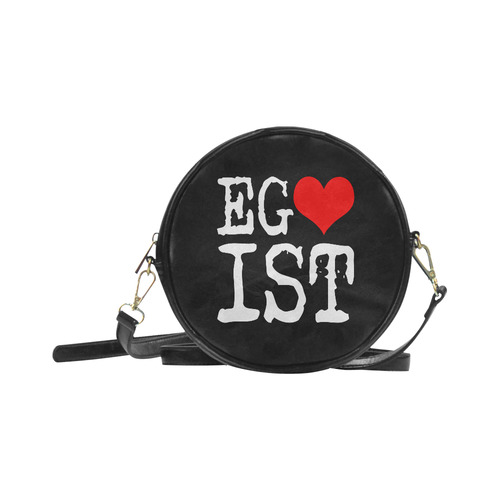 Egoist Red Heart White Funny Cool Laugh Chic Round Sling Bag (Model 1647)