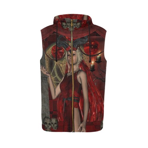 Wonderful dark fairy with candle light All Over Print Sleeveless Zip Up Hoodie for Men (Model H16)