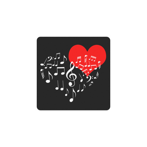 Singing Heart Red Note Music Love Romantic White Square Coaster