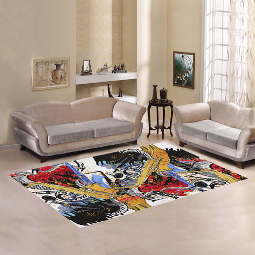 Area Rug Contemporary Saxophone Music Print Area Rug7'x5'