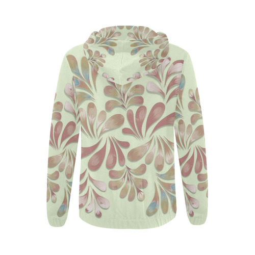 Pastel Floral Dance Pattern All Over Print Full Zip Hoodie for Women (Model H14)