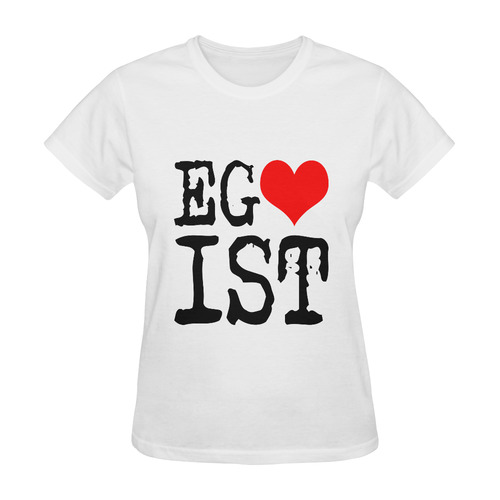 Egoist Red Heart Black Funny Cool Laugh Chic Sunny Women's T-shirt (Model T05)
