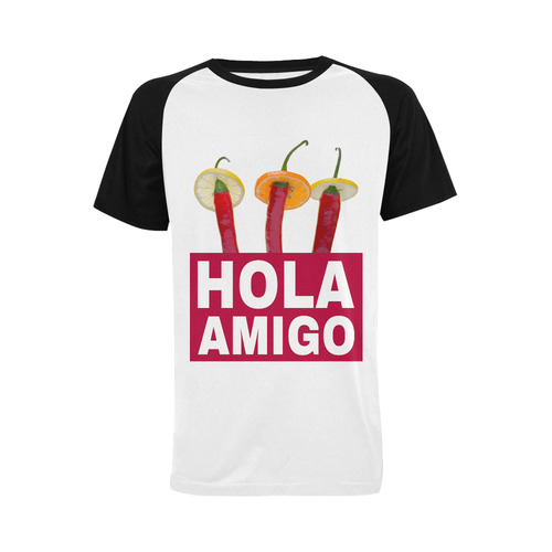 Hola Amigo Three Red Chili Peppers Friend Funny Men's Raglan T-shirt (USA Size) (Model T11)