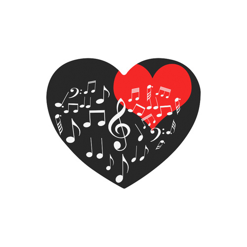 Singing Heart Red Note Music Love Romantic White Heart Shaped Mousepad Id D