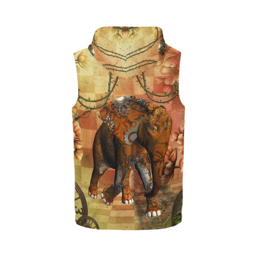 Steampunk, awesome steampunk elephant All Over Print Sleeveless Zip Up Hoodie for Men (Model H16)