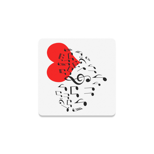 Singing Heart Red Song Black Music Love Romantic Square Coaster