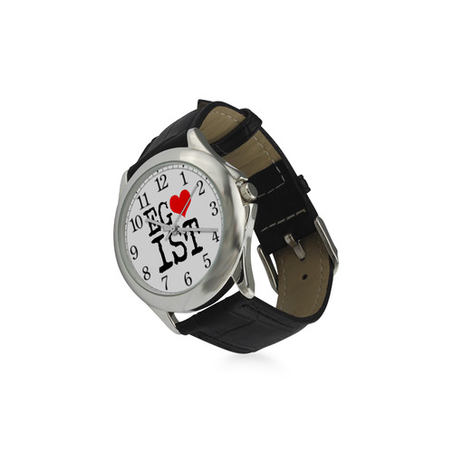 Egoist Red Heart White Funny Cool Laugh Time Women's Classic Leather Strap Watch(Model 203)