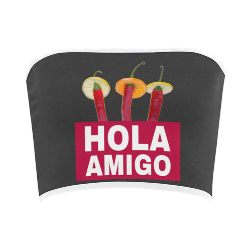 Hola Amigo Three Red Chili Peppers Friend Funny Bandeau Top