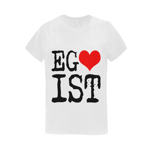 Egoist Red Heart Black Funny Cool Laugh Chic Women's T-Shirt in USA Size (Two Sides Printing)