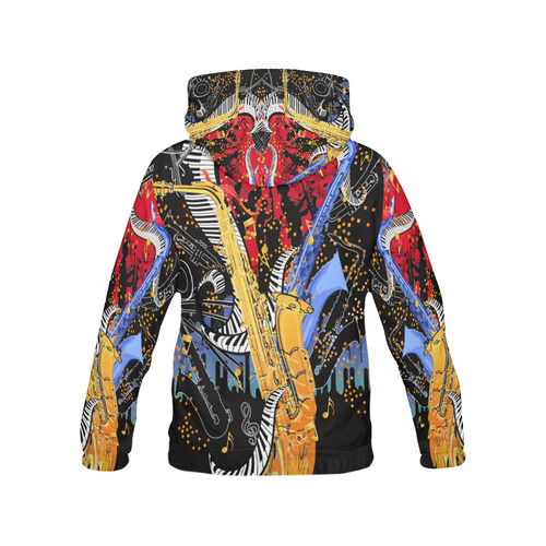 Hoodie Saxophone Art Music Print All Over Print Hoodie for Men (USA Size) (Model H13)