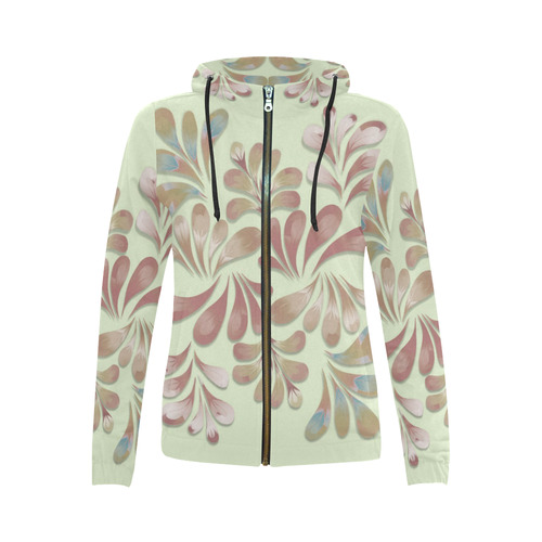 Pastel Floral Dance Pattern All Over Print Full Zip Hoodie for Women (Model H14)