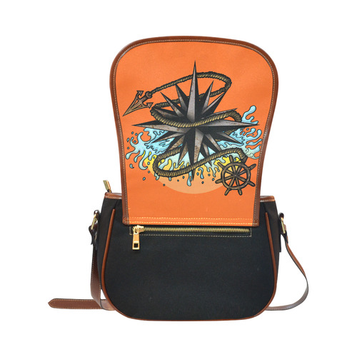 Nautical Splash Saddle Bag/Small (Model 1649)(Flap Customization)