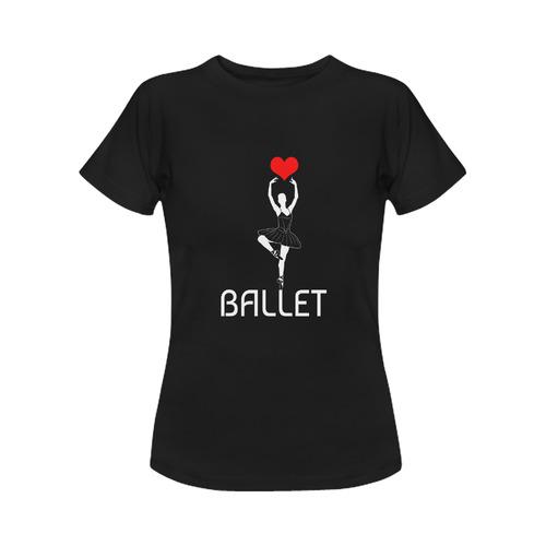 Ballerina Ballet Red Heart Beautiful Art White Fun Women's Classic T-Shirt (Model T17）