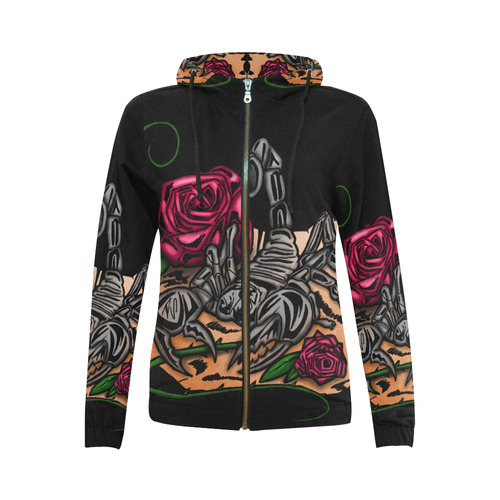 Zodiac - Scorpio All Over Print Full Zip Hoodie for Women (Model H14)