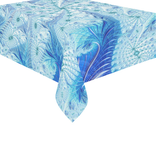 Blue Magic Fractal Art Cotton Linen Tablecloth 60" x 90"