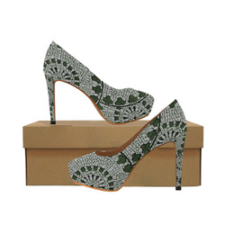 LACE DARK GREEN Women's High Heels (Model 044)