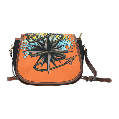 Nautical Splash Saddle Bag/Small (Model 1649)(Flap Customization)