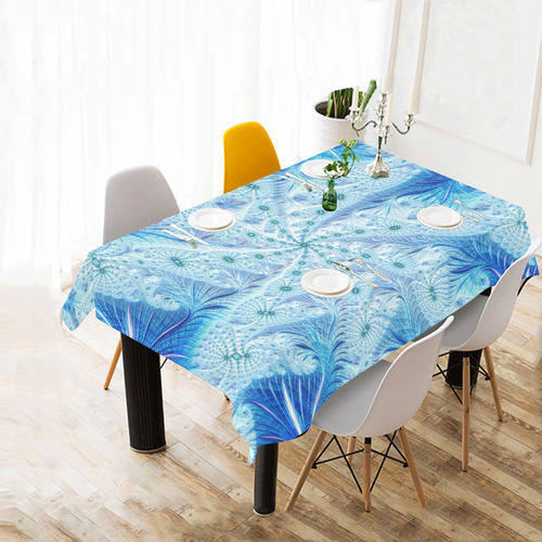 Blue Magic Fractal Art Cotton Linen Tablecloth 60" x 90"