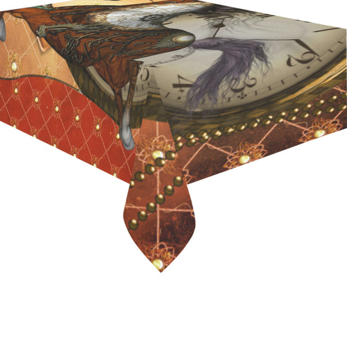 Steampunk, awesome steampunk horse Cotton Linen Tablecloth 60" x 90"