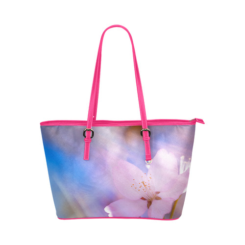 Sakura Cherry Blossom Spring Heaven Light Beauty Leather Tote Bag/Small (Model 1651)