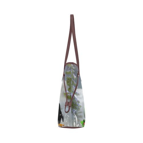 Snowman with penguin and christmas tree Clover Canvas Tote Bag (Model 1661)