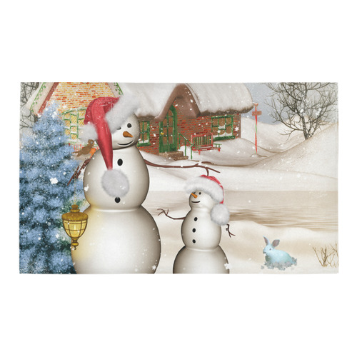 Christmas, Funny snowman with hat Azalea Doormat 30" x 18" (Sponge Material)