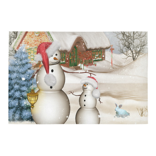 Christmas, Funny snowman with hat Azalea Doormat 24" x 16" (Sponge Material)