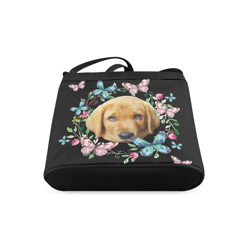 Cute Puppy Dog Floral Butterfly Flowers Crossbody Bags (Model 1613)