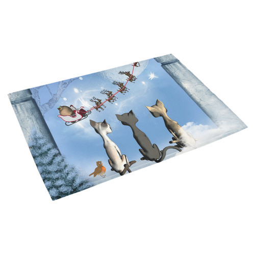 Christmas, cute cats and Santa Claus Azalea Doormat 30" x 18" (Sponge Material)