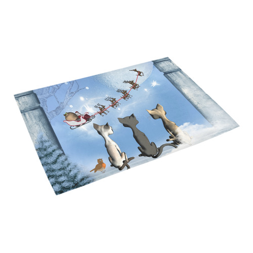 Christmas, cute cats and Santa Claus Azalea Doormat 24" x 16" (Sponge Material)