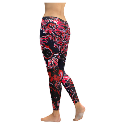 Amazing glowing flowers C by JamColors Women's Low Rise Leggings (Invisible Stitch) (Model L05)